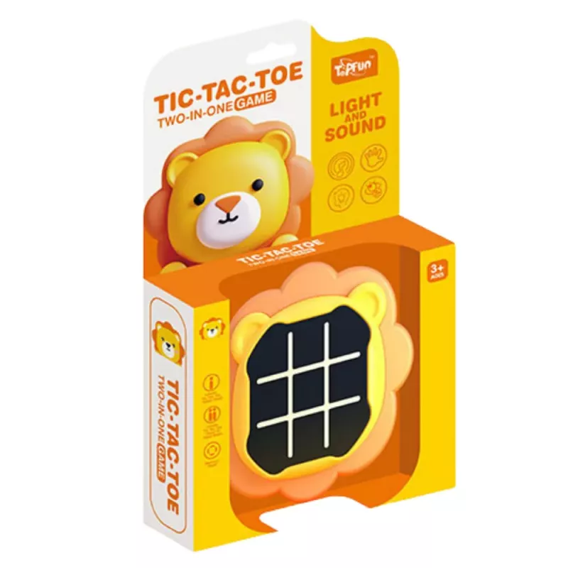 LEAN TOYS Elektroninen peli 3in1 Tic-Tac-Toe Memory leijona oranssi