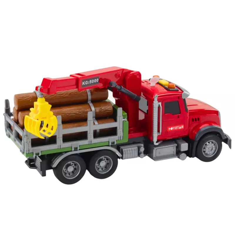 LEAN TOYS Puutavaranosturi valot äänet punainen 1:14