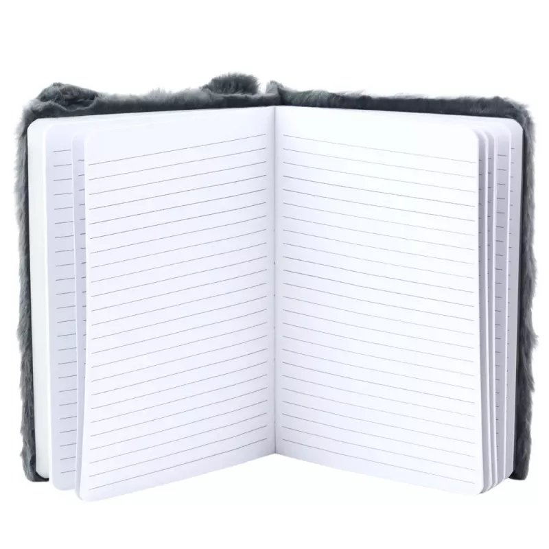 LEAN Plush Notebook Lined Gray Fox A5 80 Sheets