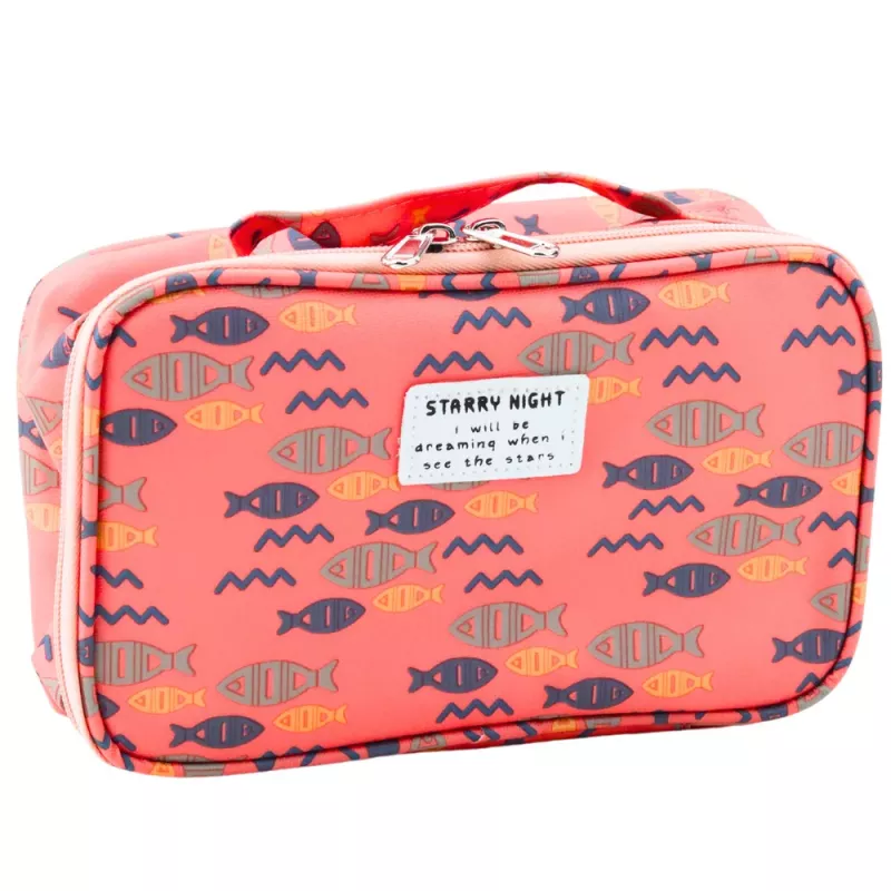 LEAN Penaali Koulun järjestäjä Kosmetiikkalaukku Lisätasku Fish Pink 22.5cm