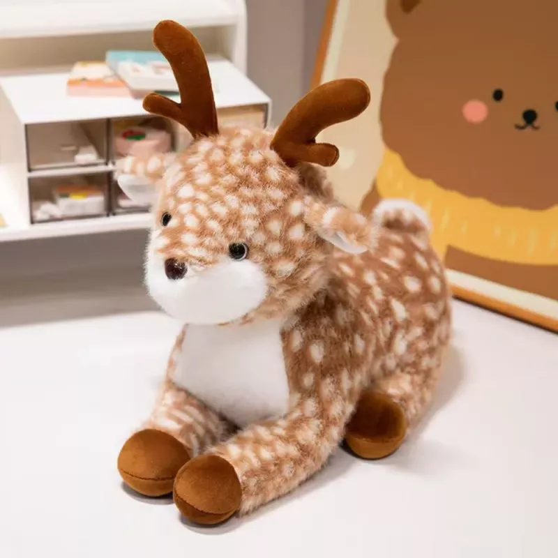 LEAN TOYS pehmomaskotti pehmolelu hirvi ruskea täplikäs 23cm