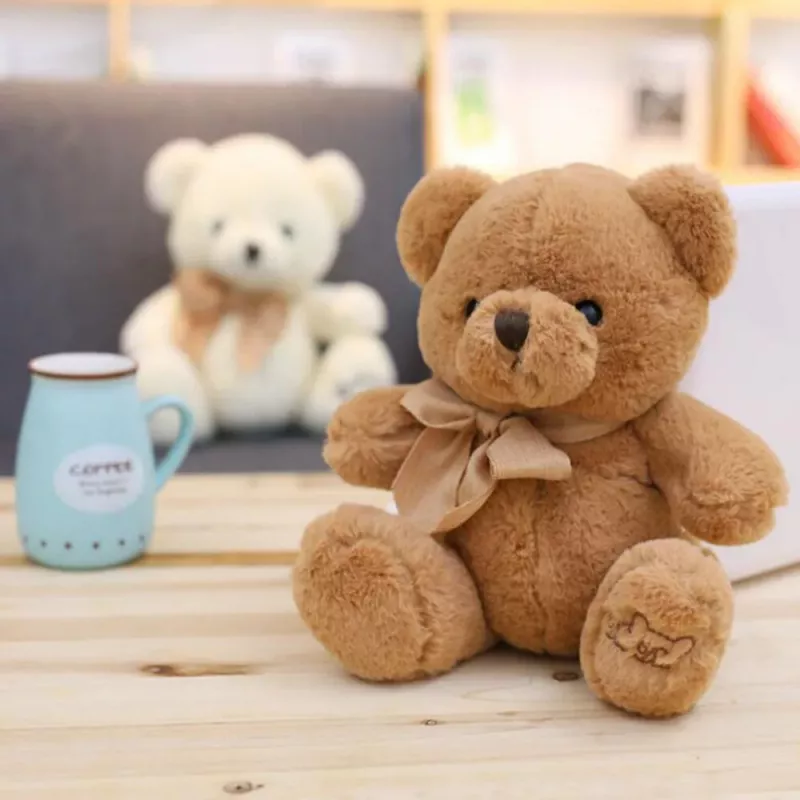 LEAN TOYS pehmomaskotti pehmolelu iso nalle rusetti ruskea 40cm
