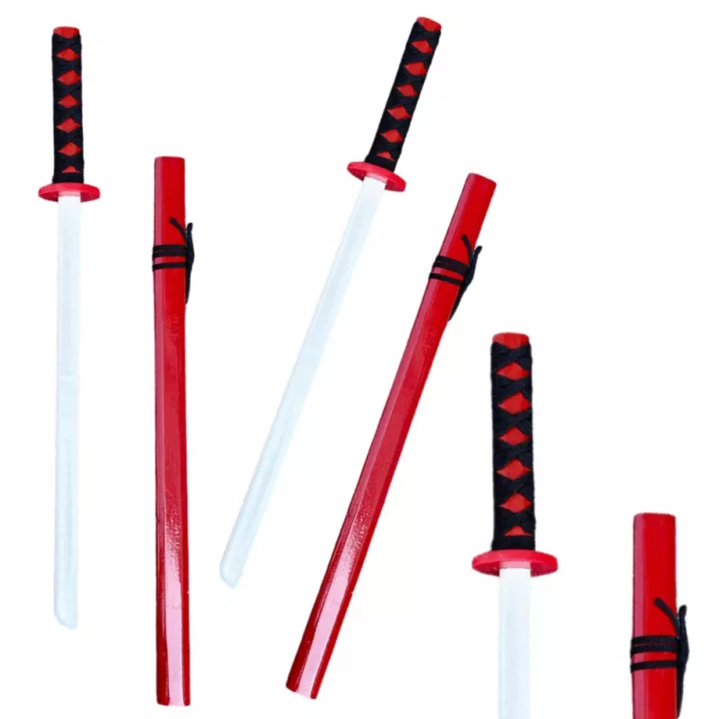LEAN TOYS puinen katana-miekka leikkiharjoitusväline punainen 70cm