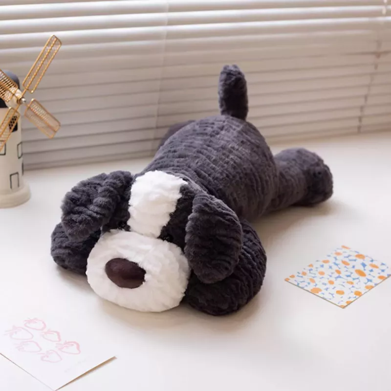 LEAN TOYS pehmomaskotti pehmolelu koira tummanharmaa 30cm