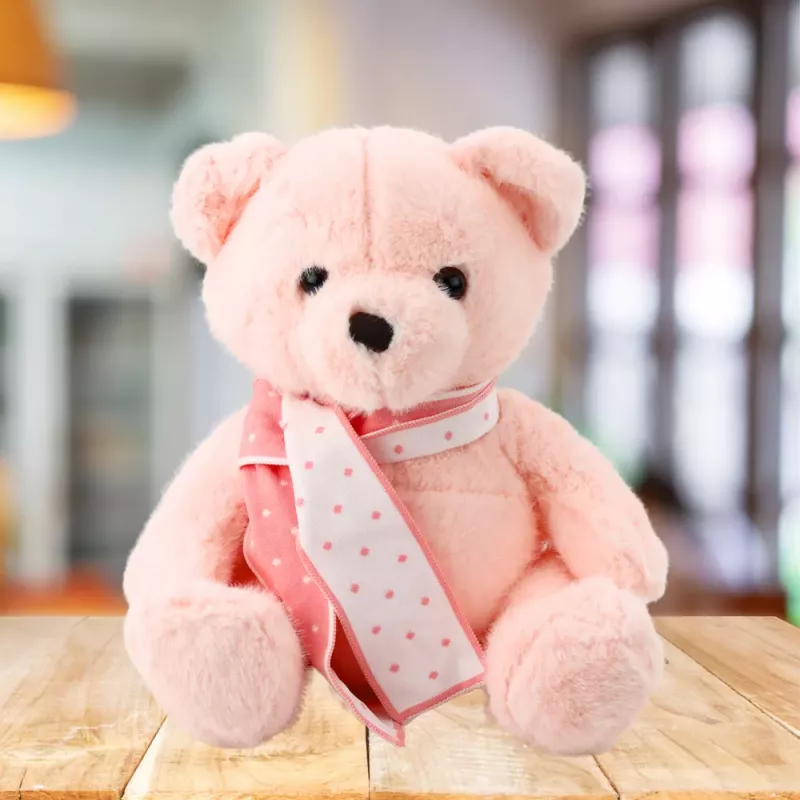 LEAN TOYS pehmomaskotti pehmoeläin nalle huivi pinkki 35 cm