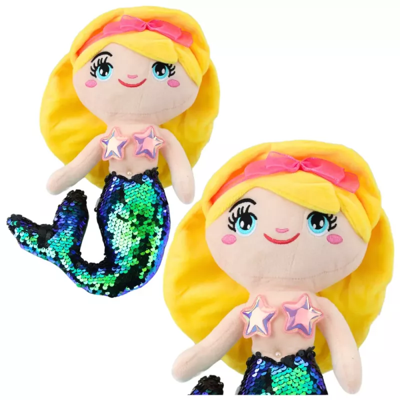 LEAN TOYS pehmo-merenneito pehmoeläin sequins-häntä vihreä 30 cm