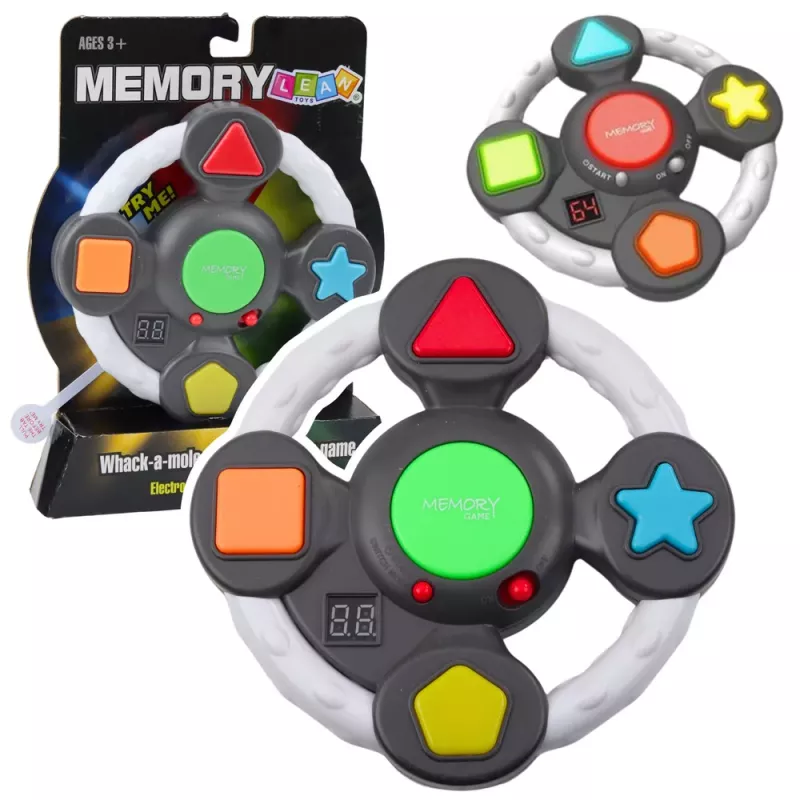 LEAN TOYS elektroninen logiikkapeli muistipeli pelihalli ohjauspyörä valoilla ja äänillä