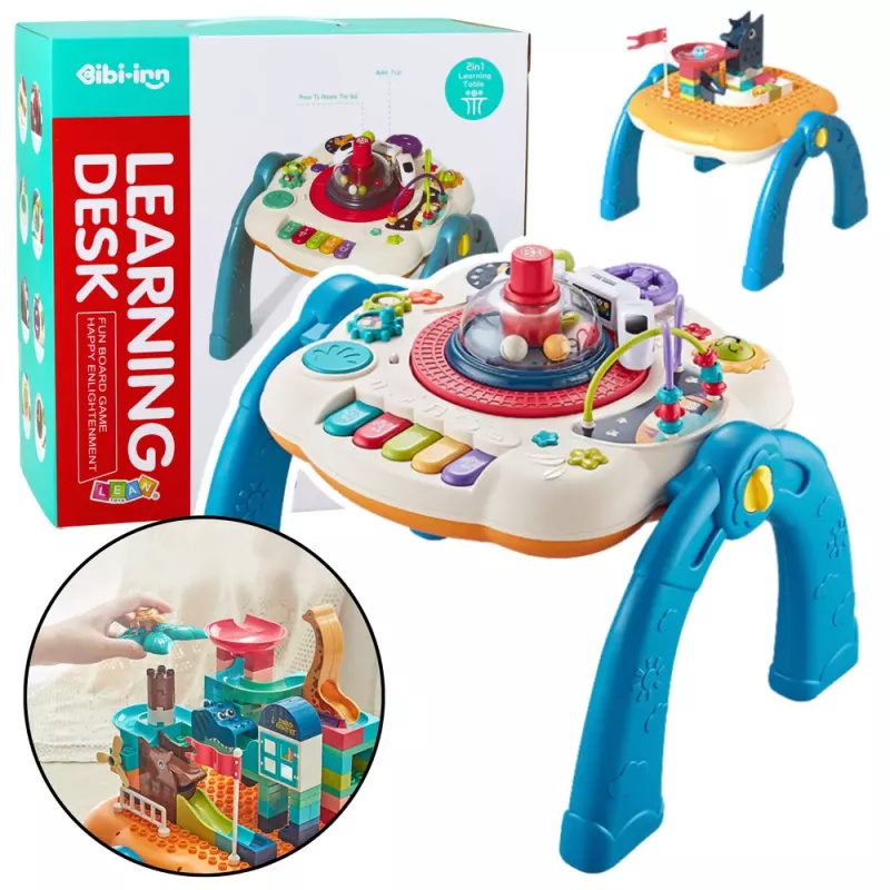 LEAN TOYS -oppimispöytä interaktiivinen rakennettava pinta 2in1 sininen