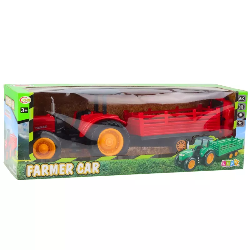 LEAN TOYS RC-kauko-ohjaus traktori perävaunulla punainen