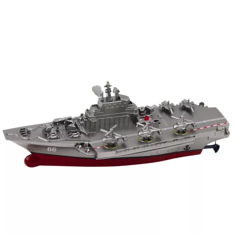 LEAN TOYS sotalaiva kauko-ohjattava vene RC hopea 15 cm
