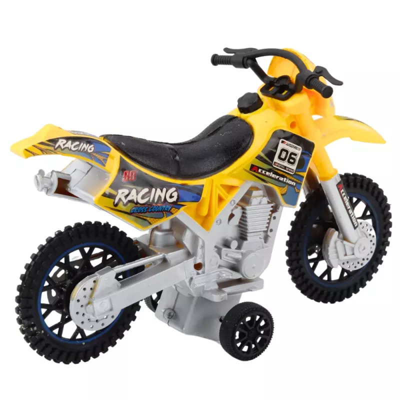 LEAN TOYS motocross maastoajo valot äänet keltainen