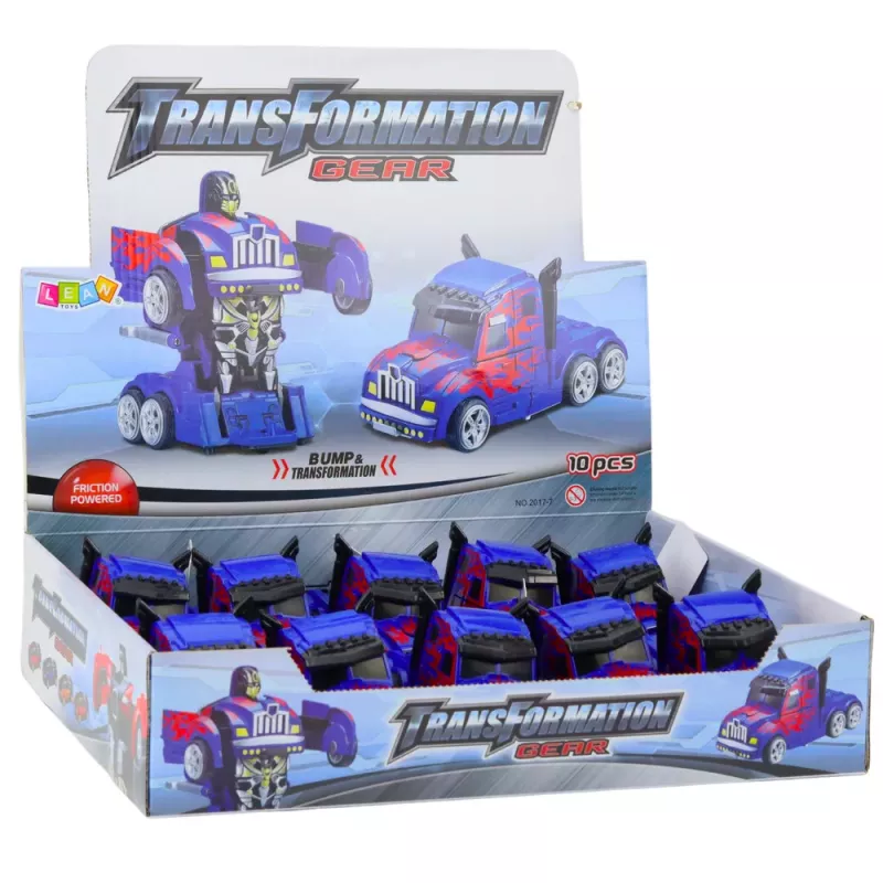 LEAN TOYS kuorma-auto robotti 2in1 veto punainen kuviot sininen
