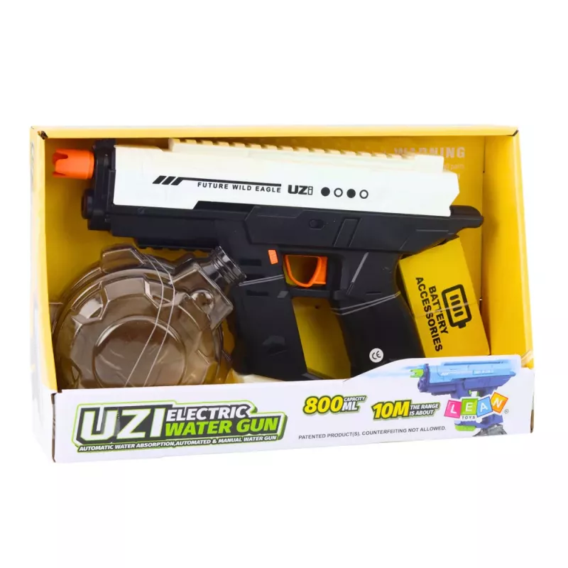 LEAN TOYS Sähköinen vesipistooli automaattinen 10 m musta valkoinen 800 ml