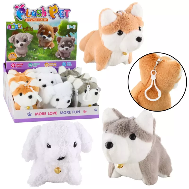 LEAN TOYS pehmokoira heiluvalla hännällä avaimenperä riipus