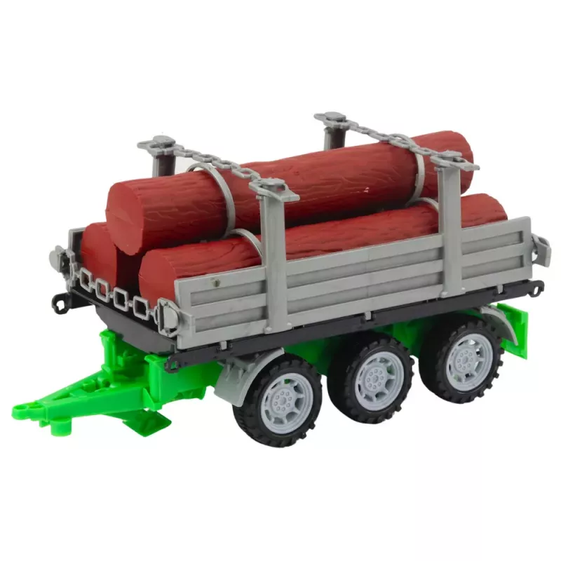 LEAN TOYS vihreä maataloustraktori tukkipuun perävaunulla 47 cm