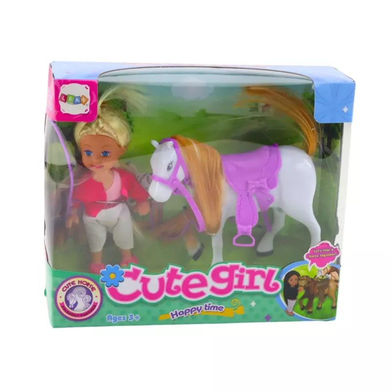 LEAN TOYS mini nukkesetti ratsastusasulla ja satulalla