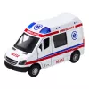 LEAN TOYS Ambulanssi metalli pull-back moottoroitu valot äänet valkoinen 1:32