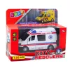 LEAN TOYS Ambulanssi metalli pull-back moottoroitu valot äänet valkoinen 1:32