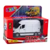LEAN TOYS Metallinen jakeluauto pull-back-moottorilla, valot, äänet, valkoinen 1:32