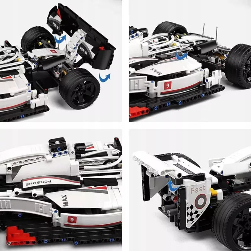 LEAN TOYS rakennuspalikat F1-kilpa-auto valkoinen ja punainen 1235 kpl