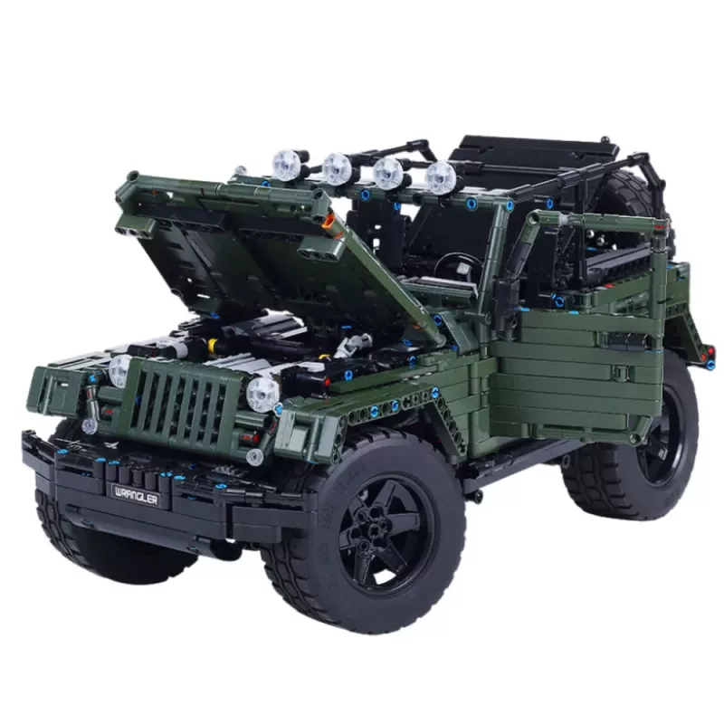 LEAN TOYS rakennuspalikat maastoauto vihreä khaki 2078 osaa