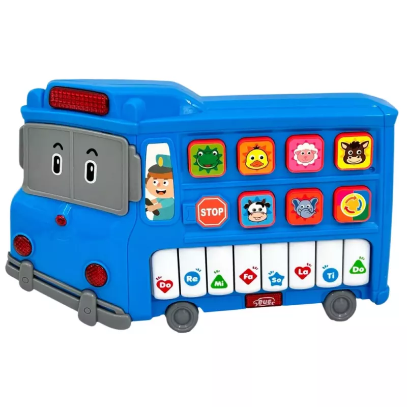LEAN TOYS sähköinen piano oppimislelu pienille lapsille sininen bussi