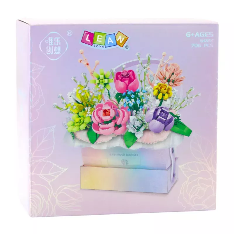 LEAN TOYS rakennuspalat kokoonpano laatikossa kukkalaatikko violetti LED 706 osaa