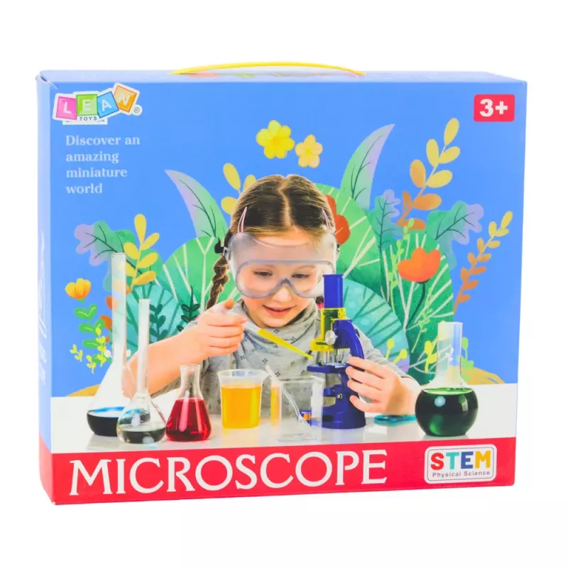 LEAN TOYS Lasten opetusmikroskooppi tarvikkeet suurennus 300x - 1200x