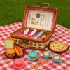 LEAN TOYS piknikkorisetti punottu ruokatarvikkeet 33-osainen
