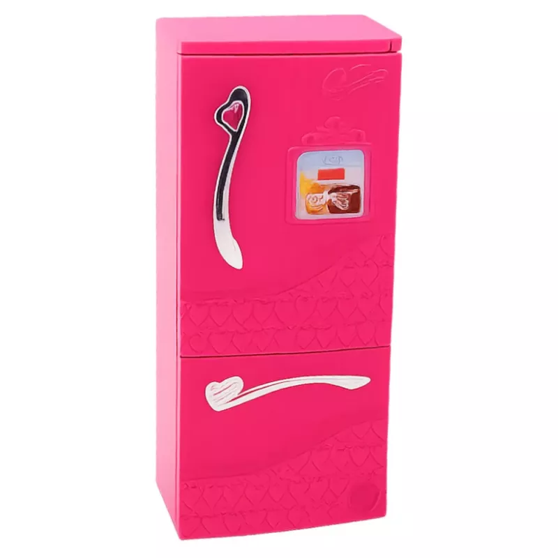 LEAN TOYS nuken keittiösetti jääkaapilla, liedellä ja tarvikkeilla, pinkki