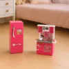 LEAN TOYS nuken keittiösetti jääkaapilla, liedellä ja tarvikkeilla, pinkki