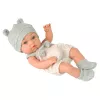 LEAN TOYS vauvanukke, harmaa asu, hattu, ruokalappu, 18 cm