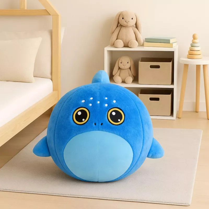 LEAN TOYS kasvava pehmoinen sininen hai -pomppupallo, pumppu, 50 cm