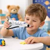 LEAN TOYS Avaruusalus metalli pull-back avattava valkoinen