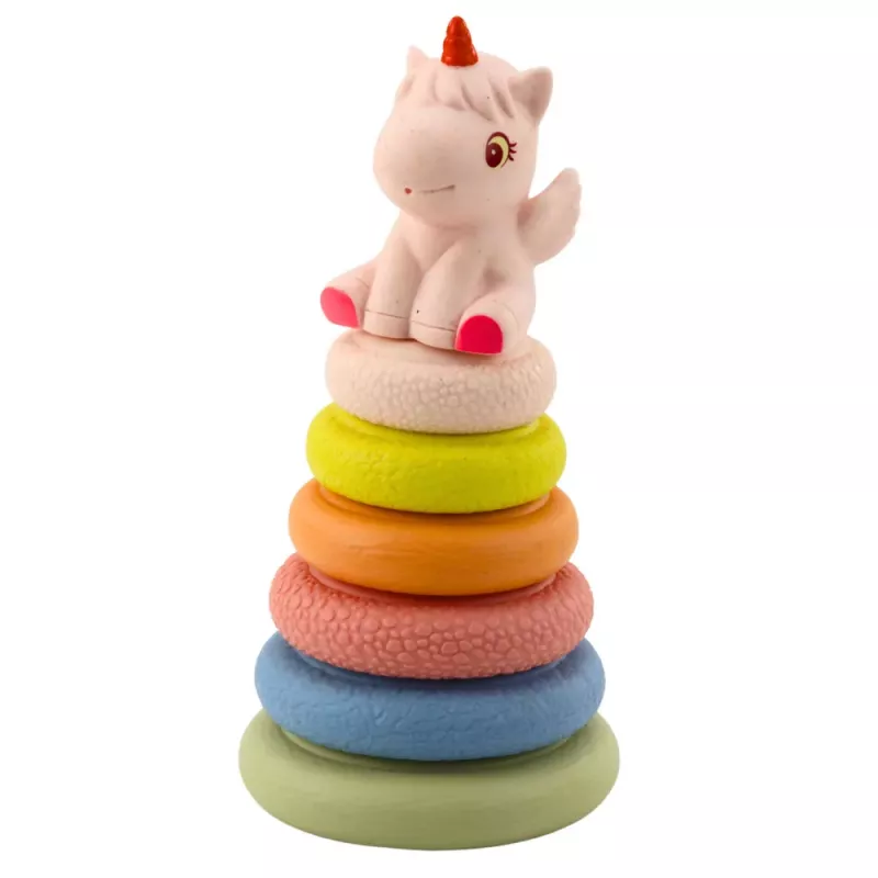 LEAN TOYS Pehmeä sensorinen pyramidi yksisarvinen kumi ECO värikäs
