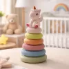 LEAN TOYS Pehmeä sensorinen pyramidi yksisarvinen kumi ECO värikäs