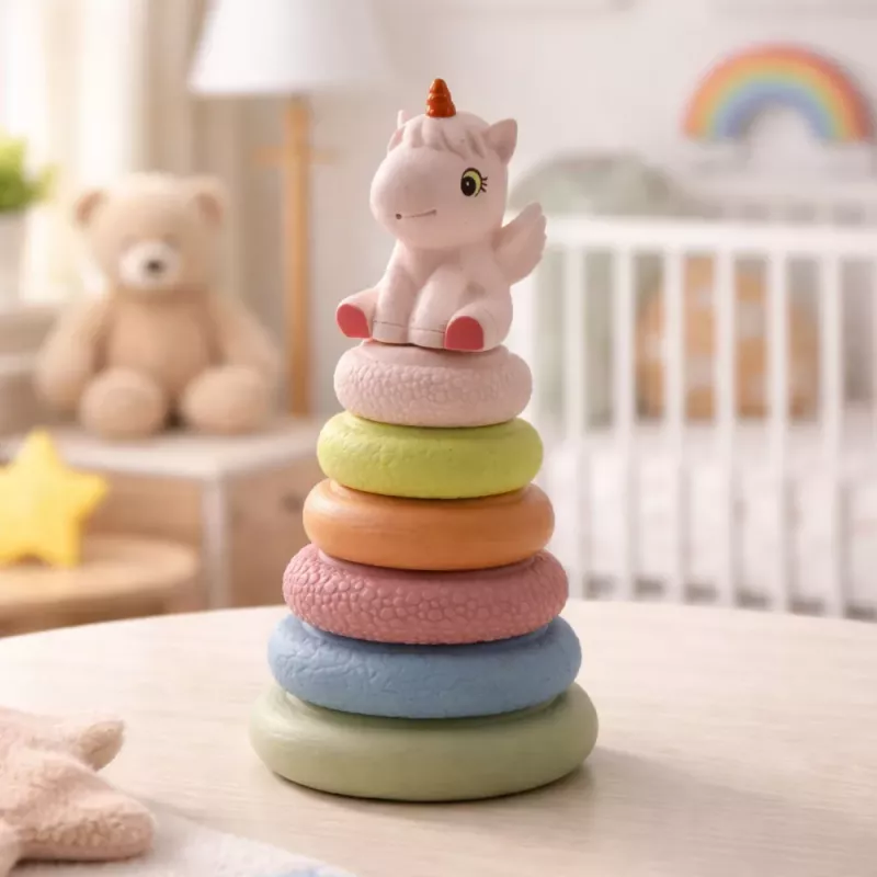 LEAN TOYS Pehmeä sensorinen pyramidi yksisarvinen kumi ECO värikäs