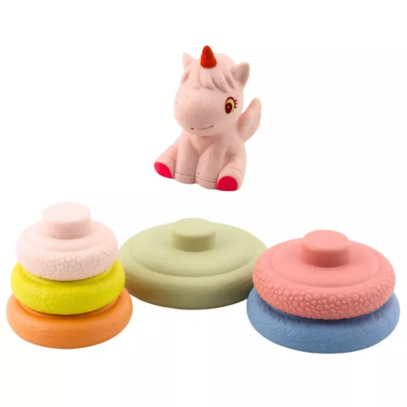 LEAN TOYS Pehmeä sensorinen pyramidi yksisarvinen kumi ECO värikäs