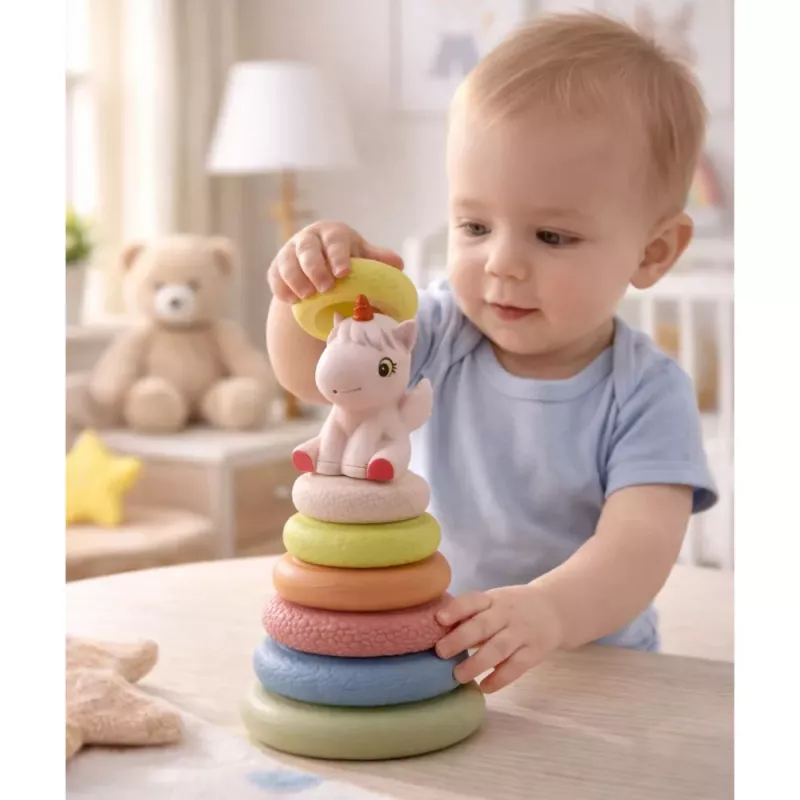 LEAN TOYS Pehmeä sensorinen pyramidi yksisarvinen kumi ECO värikäs
