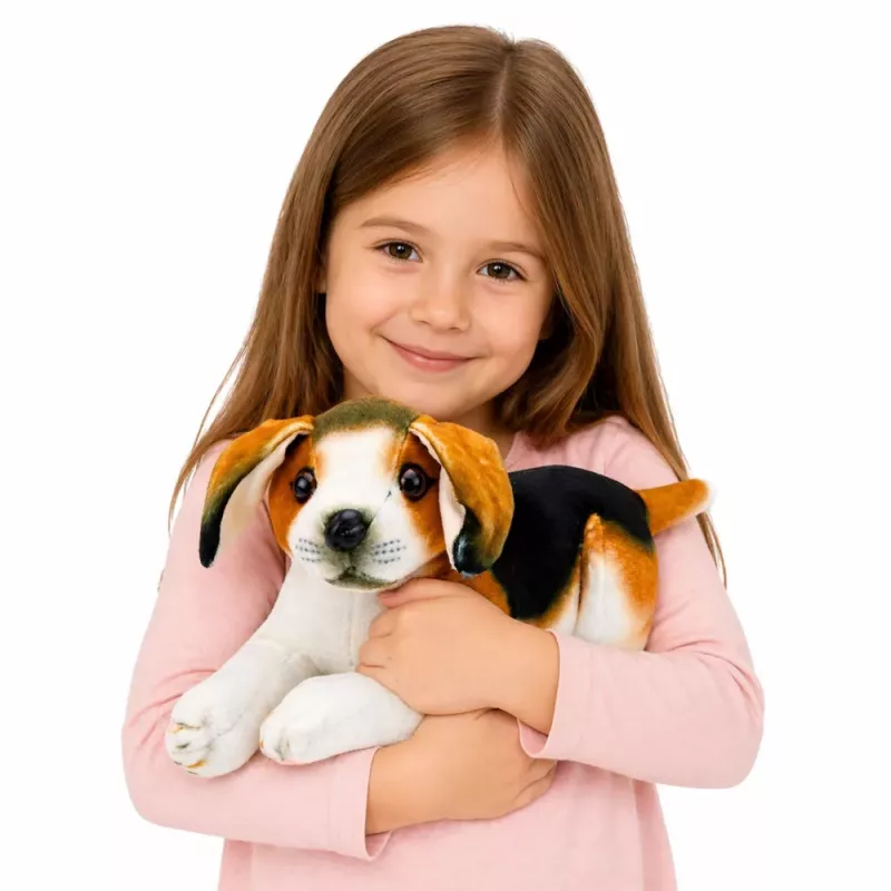 LEAN TOYS Pehmo-beagle-koira, pehmolelu, pehmeä koira, 25 cm