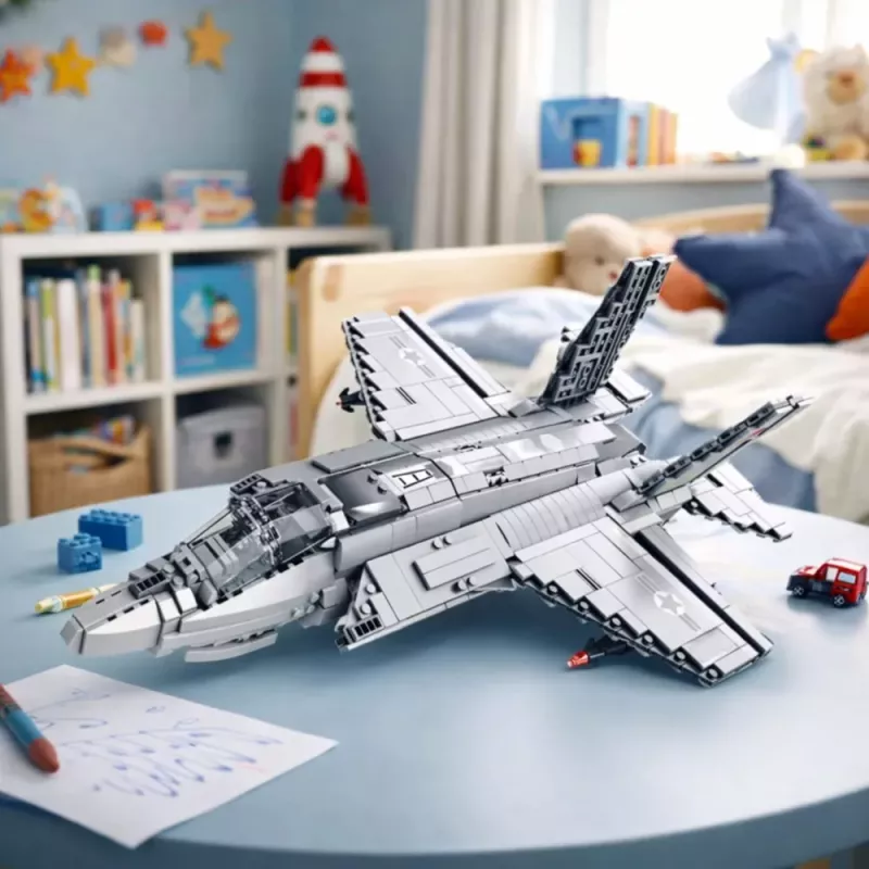 LEAN TOYS F-35 Lightning II taistelulentokone rakennuspalikat harmaa 1490 osaa