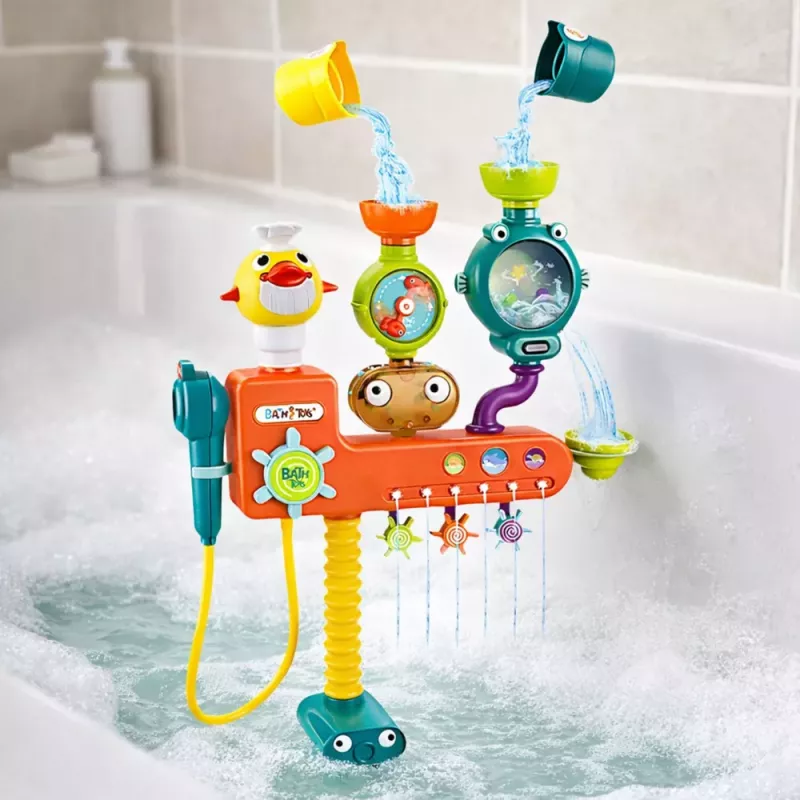 LEAN TOYS Overflow kylpylelu pyörä mukit suihku