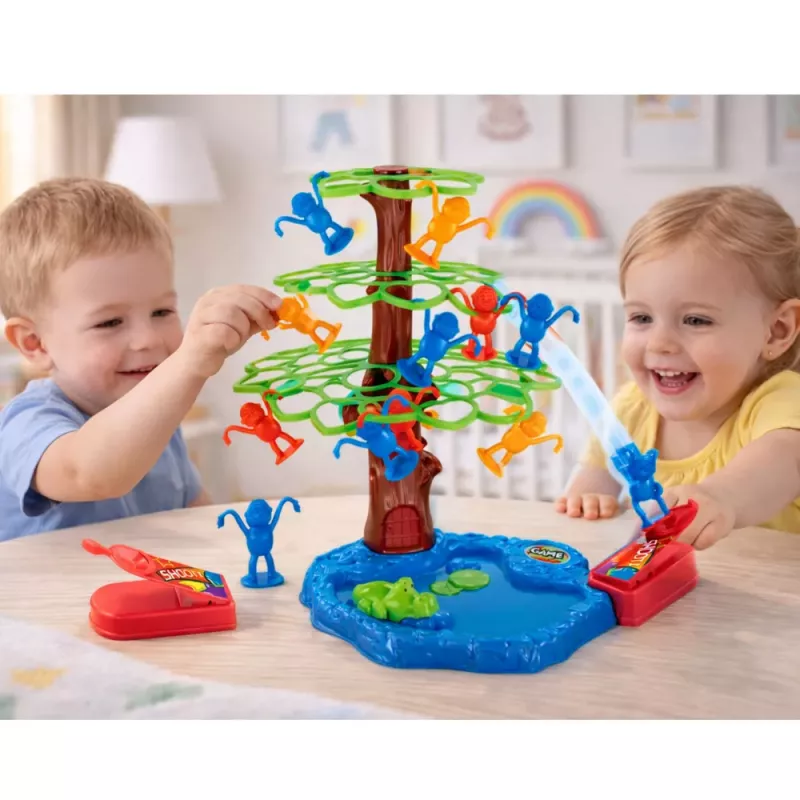 LEAN TOYS hyppivät apinat puu järvi perhe arcade-peli