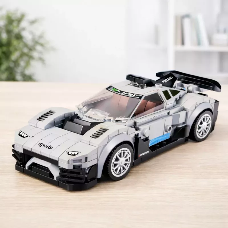 LEAN TOYS rakennuspalikat kilpa-auto robotti 2in1 valkoinen 320 osaa