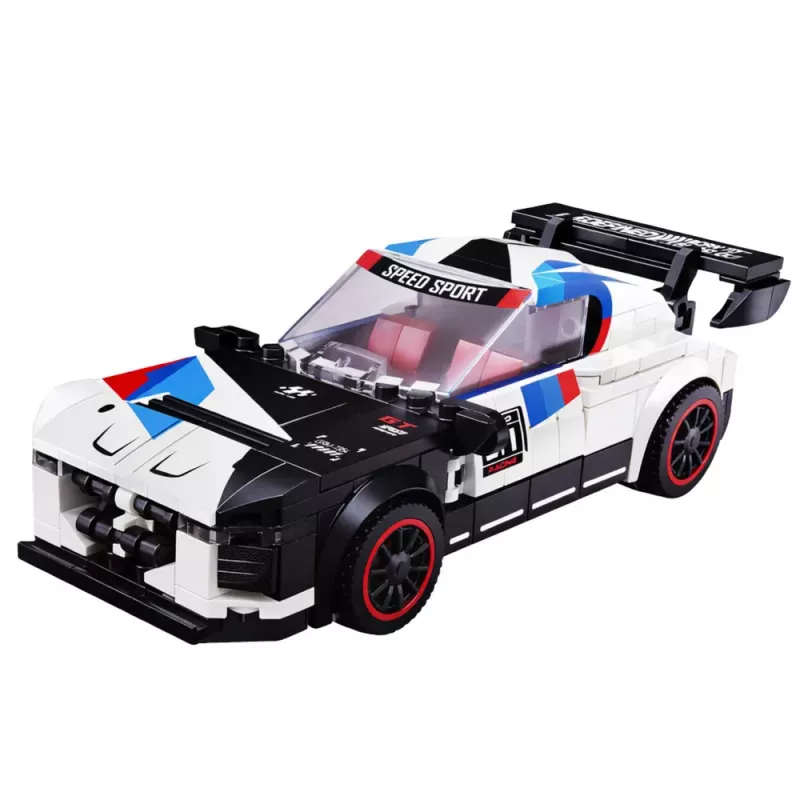 LEAN TOYS rakennuspalikat, urheiluauto ja robotti 2in1, valkoinen, 320 kpl