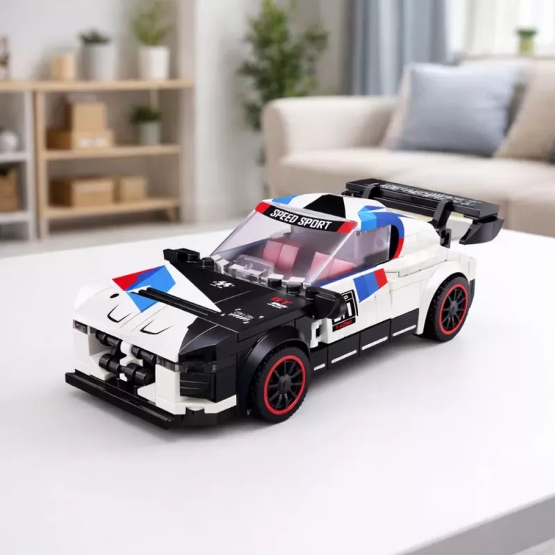 LEAN TOYS rakennuspalikat, urheiluauto ja robotti 2in1, valkoinen, 320 kpl
