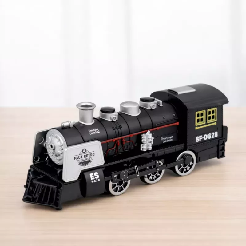 LEAN TOYS Classic Locomotive esteentunnistus savu valo ääni musta