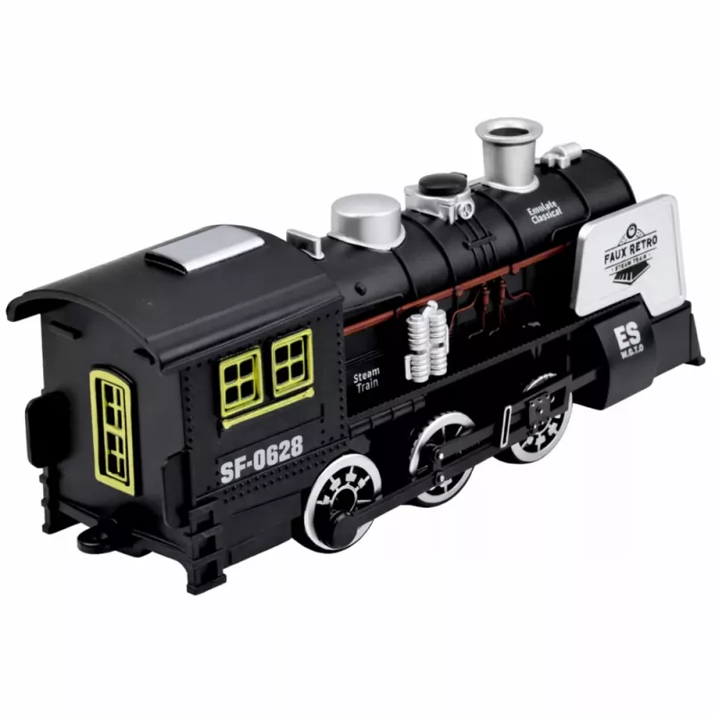 LEAN TOYS Classic Locomotive esteentunnistus savu valo ääni musta