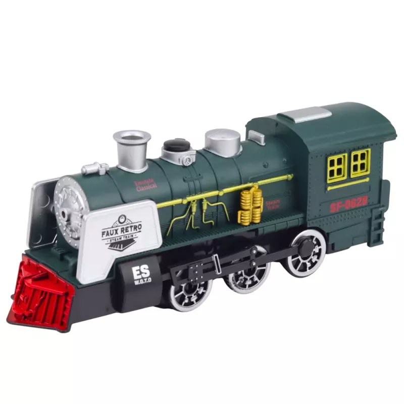LEAN TOYS Classic Locomotive esteentunnistus savu valo ääni vihreä
