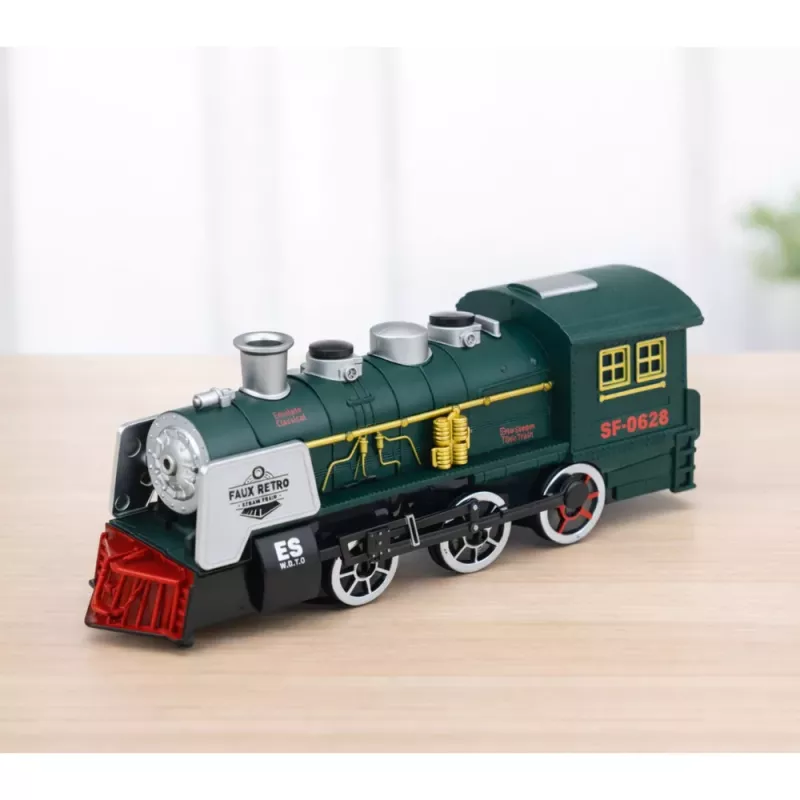 LEAN TOYS Classic Locomotive esteentunnistus savu valo ääni vihreä